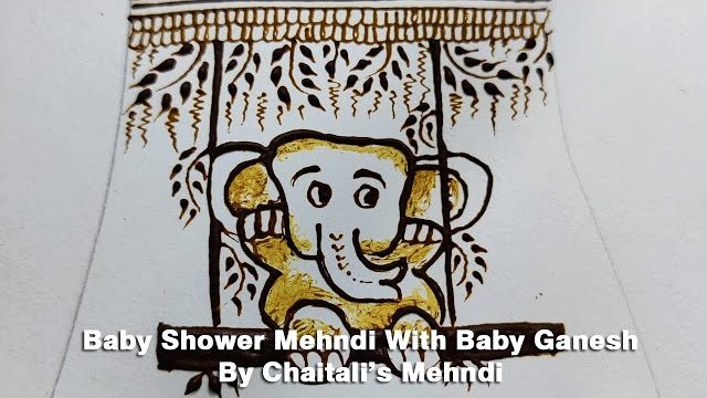 How to Draw Baby Shower Mehndi Design | Baby Ganesh Mehndi | Simple | Easy | Tutorial | Latest | Pic